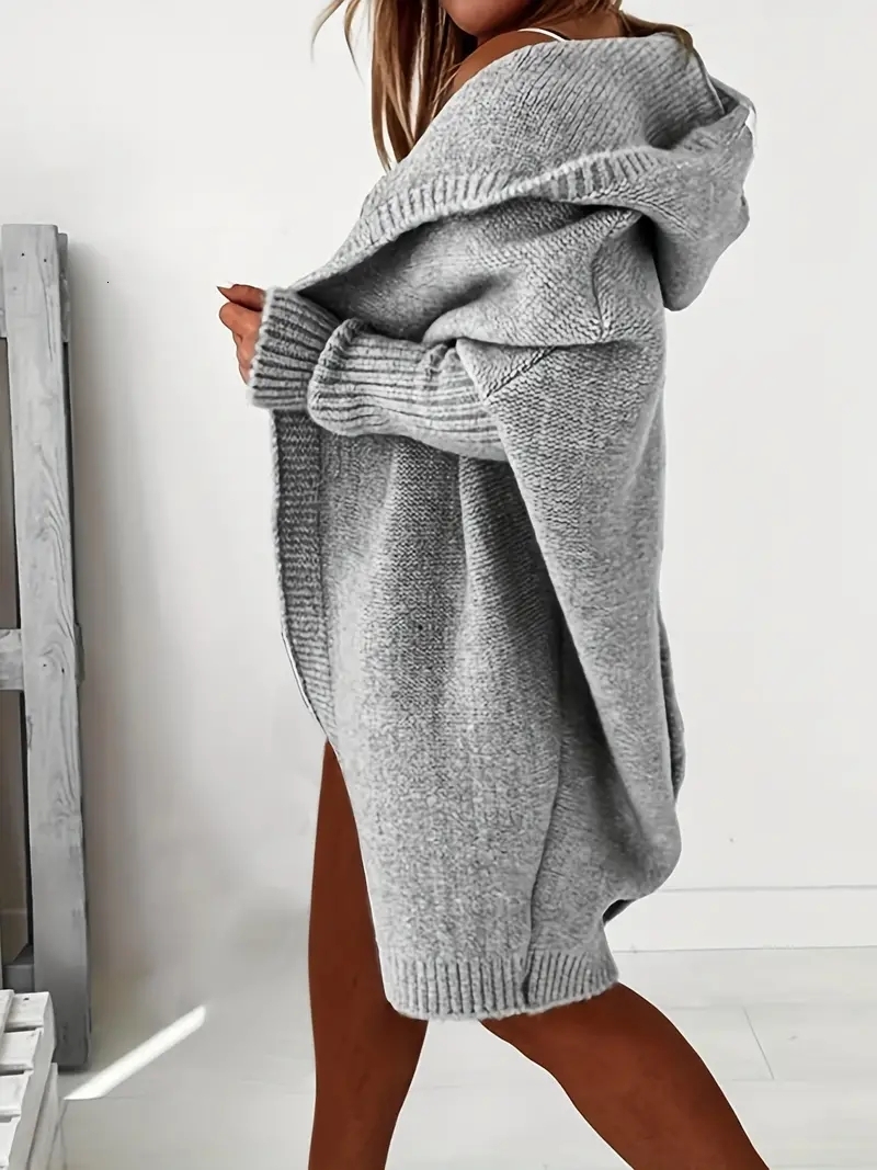 Cakulo Women Knitter Oversized Hooded Knitted Cardigan Long Sleeve Casual For Winter Fall Women's Sweater