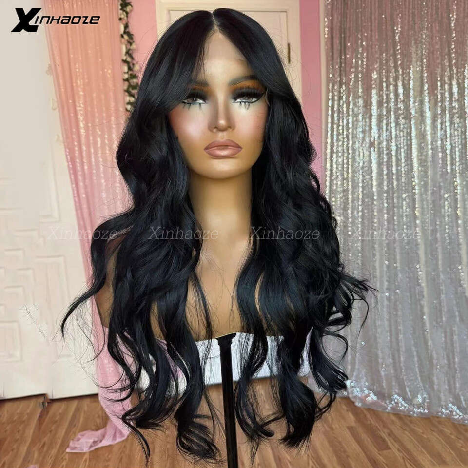 #1 Jet Black Body Wave Silk Top Human Wigs Brazilian Remy Wavy Pre Plucked 360/13x6 Full Lace Wig With Baby Hair