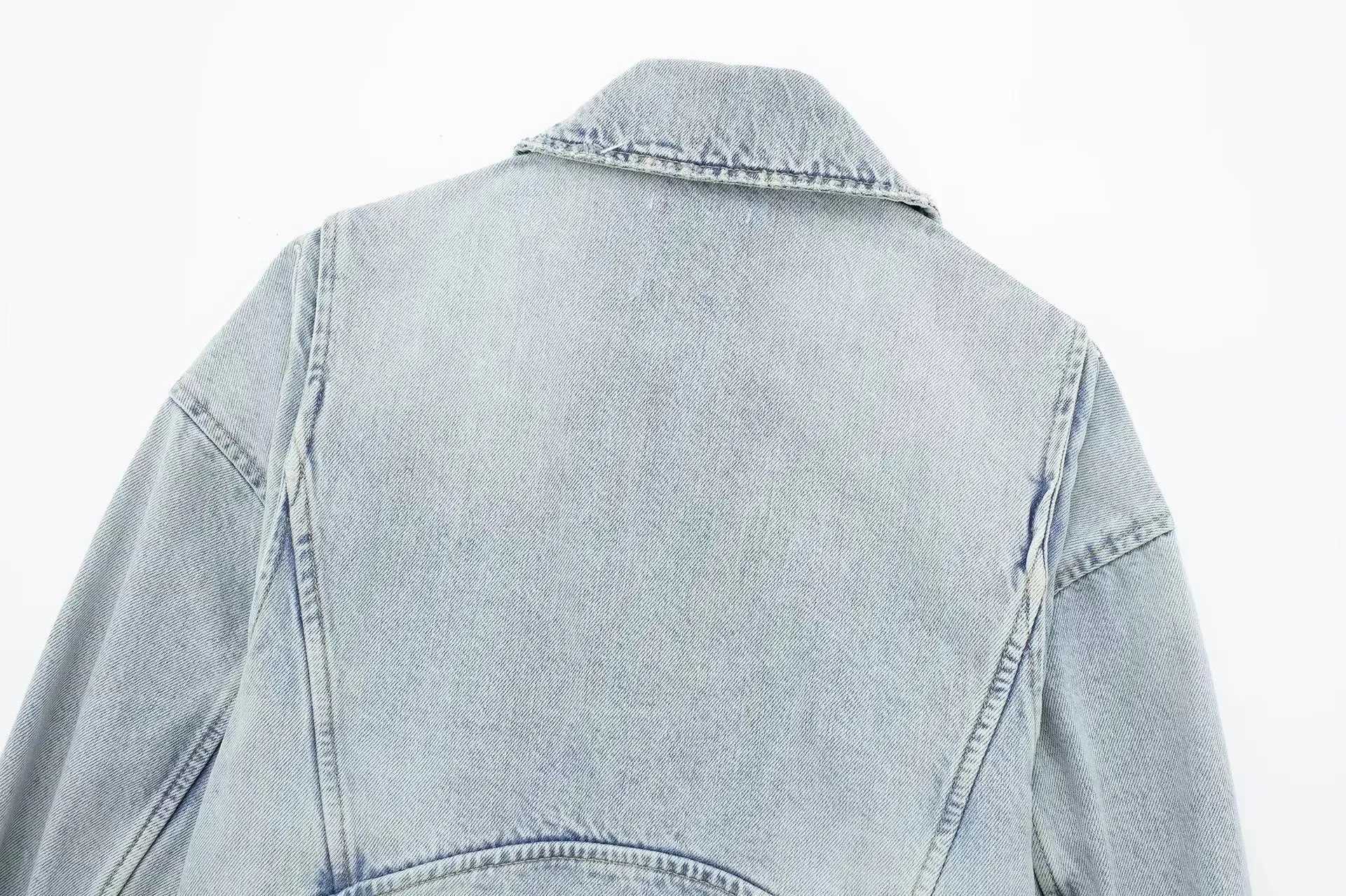 2024 Women Autumn Winter Denim Coat Lapel Long Sleeve Short Jackets Fashion Lady Luxury Chic Loose Streetwear Female JacketX240920