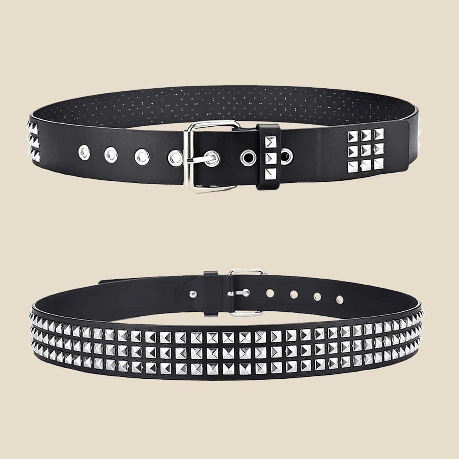 2023 New Square Bead Rivet with Metal Pyramid Belt for Men and Women Punk Hardware Jeans with Designer Belt for Women W240920