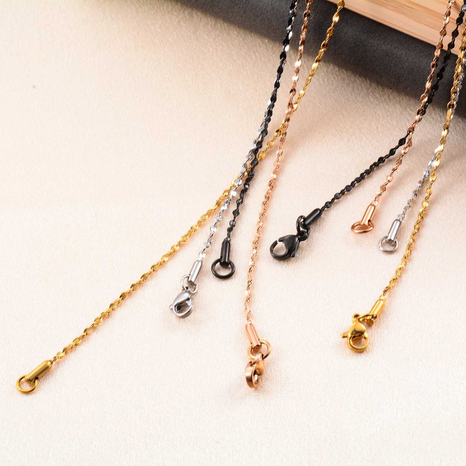 1.2/1.5/1.8MM Stainless Steel Silver/Gold/ Black/Rose Gold Color Sparkling Star Shiny Necklaces For Women Tiny Chain JewelryX240919