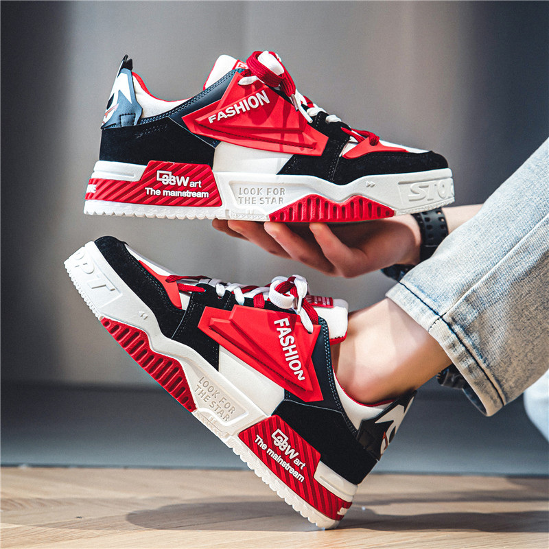 Stylish White & Red Men's Skate Shoes: Casual Sporty Streetwear Sneakers 4