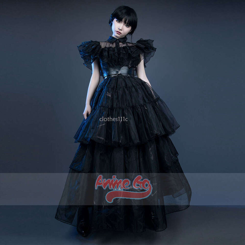 Addams Cosplay Costume Wednesday Black Dance Evening Dress Women Girls Elegant Upgraded Version C07196