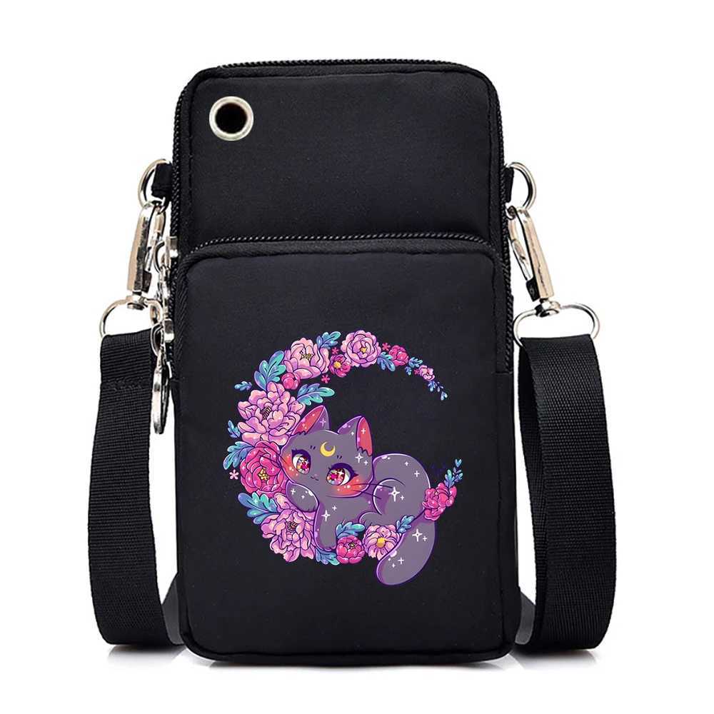Women Mini Mobile Phone Bag Just A Girl Who Loves Cats Print Small Crossbody Bags Tote Purse Wallet Shoulder Bag Teen Handbags Z240919