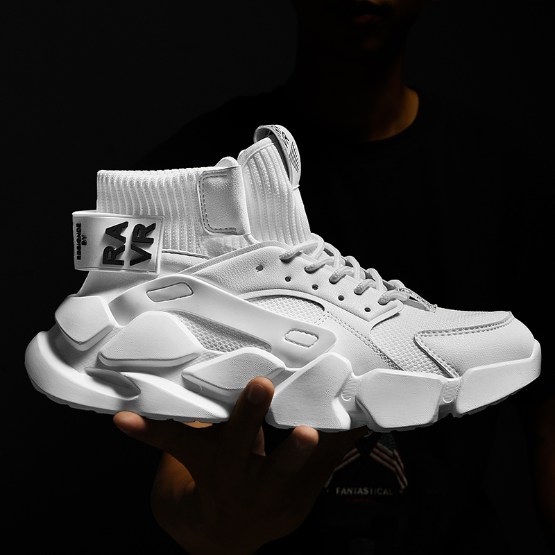 RUMDAX New High-top White Men's Sneakers Chunky Men Shoes Heighten Fashion Casual Plus Size Zapatillas Damping Tennis Shoes