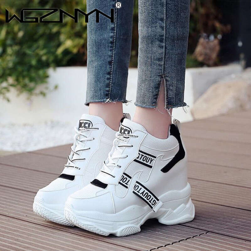 Brand White Trendy High Top Sneakers Women Platform Ankle Boots Basket Femme Chaussures Femmes Height Increase Shoes