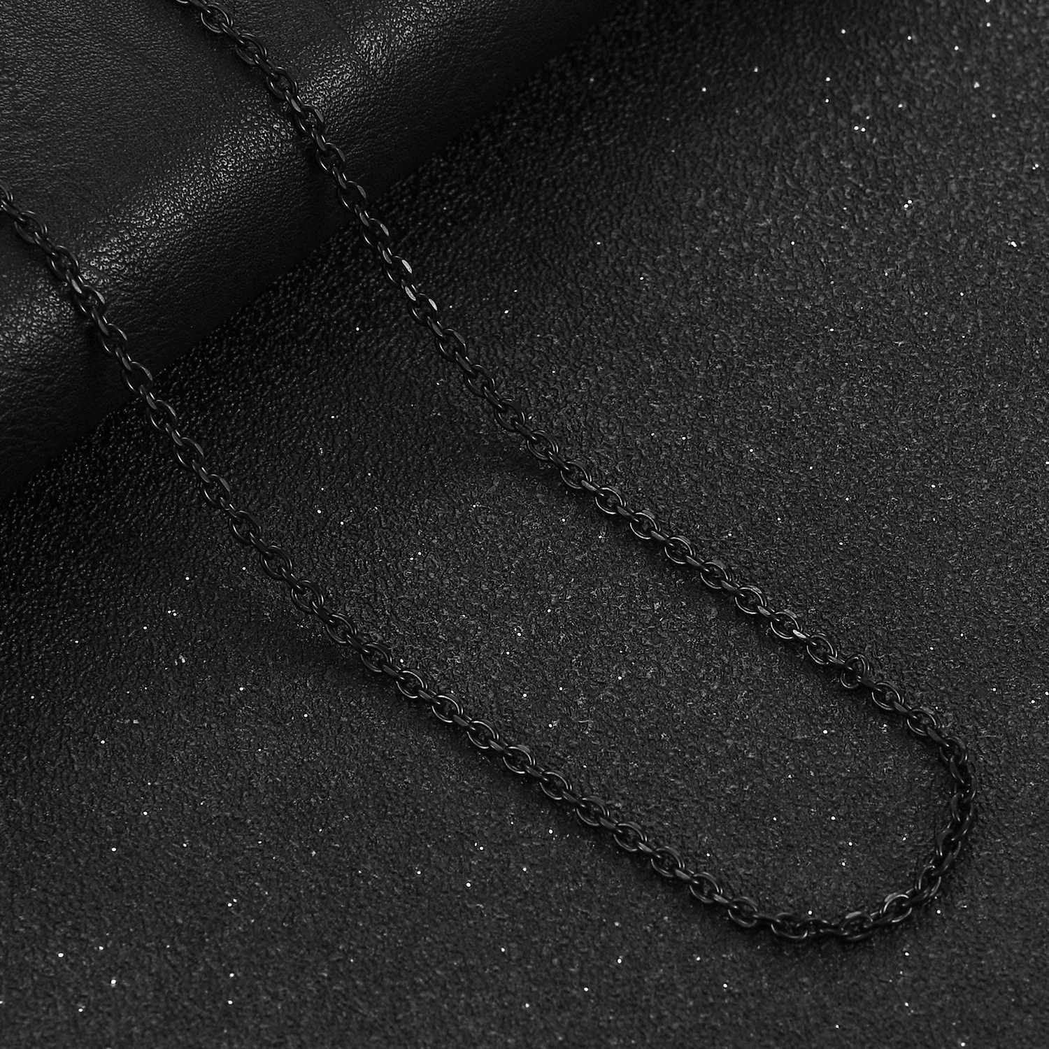 Stainless Steel O Chain for Men Women Rolo Necklace for Pendant Black Color Plated Cable Link Jewelry Accessories GiftX240919