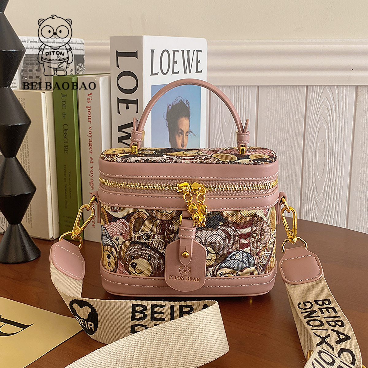 beibaobao 2024 New Single Shoulder Crossbody Versatile Handbag Cartoon Little Bear Trendy Women's Bag