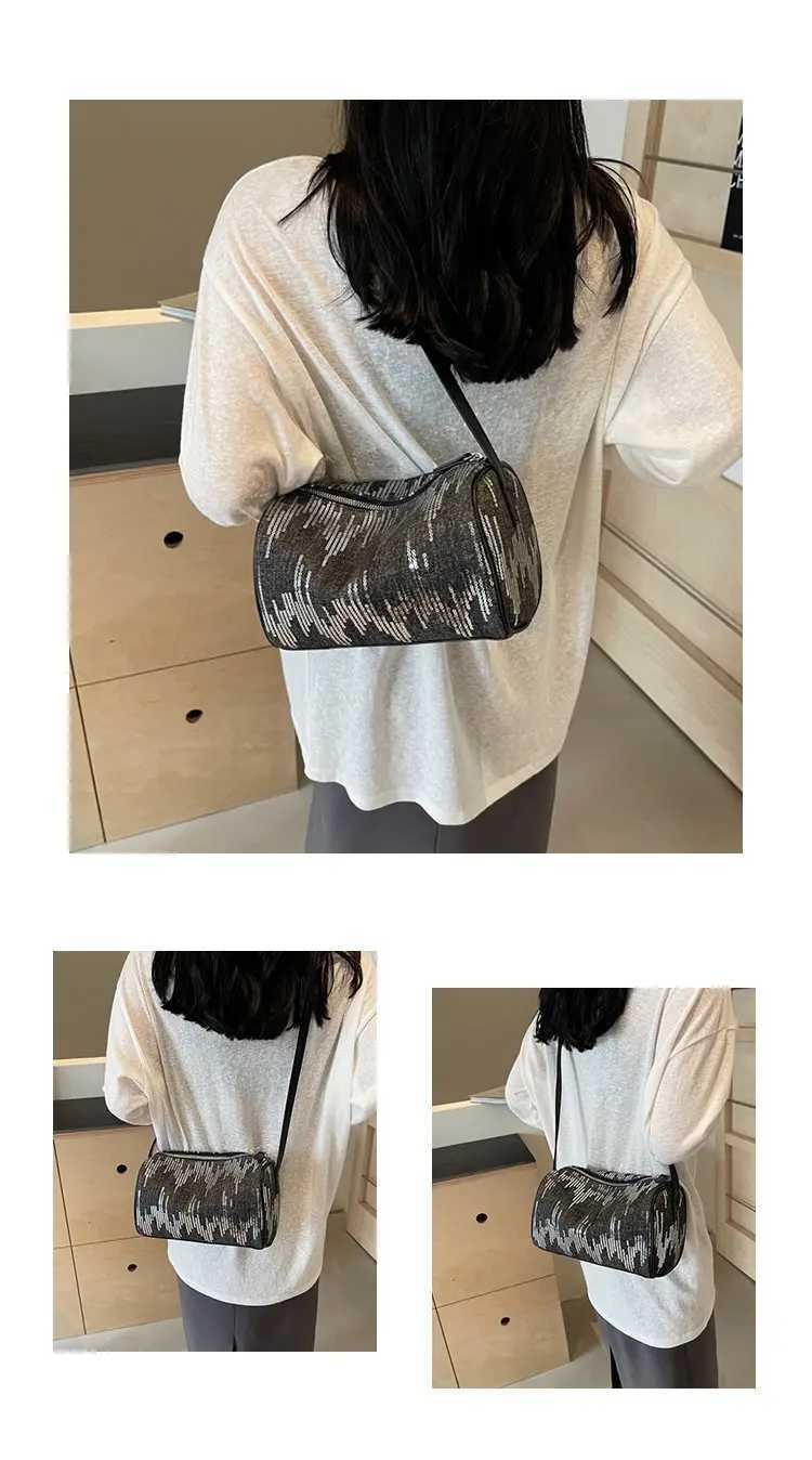 Luxury Women Brand Denim Crossbody Bag Casual Sequined Pillow Bling Shoulder 240920