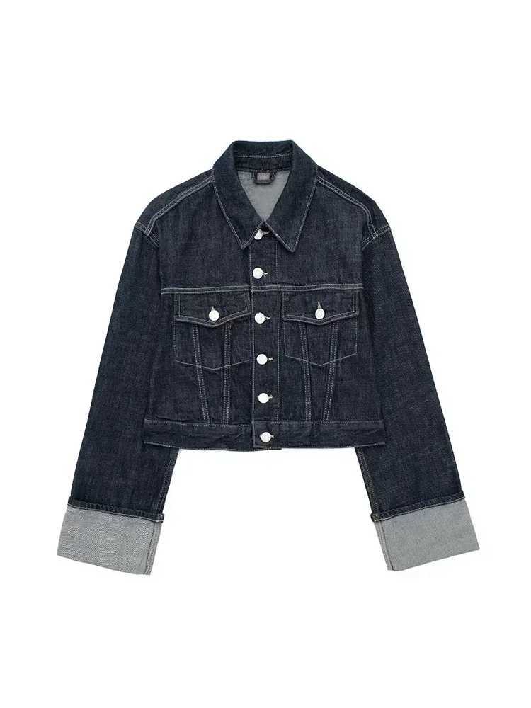 Ladies Vintage Fashion With Pockets Denim Blue Single Breasted Autumn Winter Jacket Women Long Sleeves Chic Lady Outfits FemaleX240920
