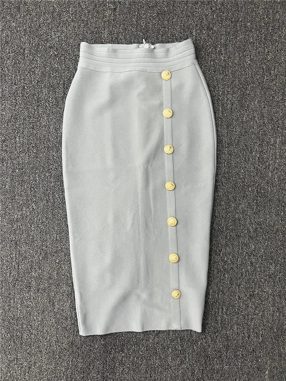 Trendyol Women Skirts Spring High Waist Knee Length Elastic Bandage Pencil Skirt Office Ladies Formal Business Wear 240920