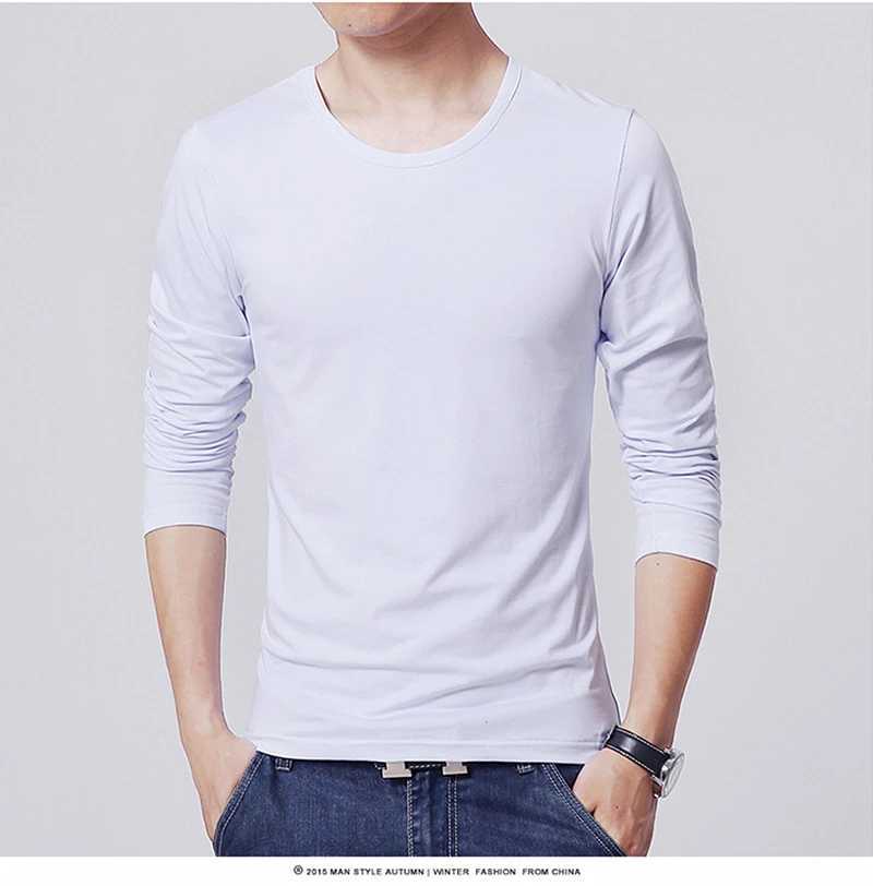 2024 MRMT Mens T-Shirts 3 Basic Colors Long Sleeve Slim Men T-Shirt Young Man Pure Color Tops Tees Shirt O-Neck For MaleX240919