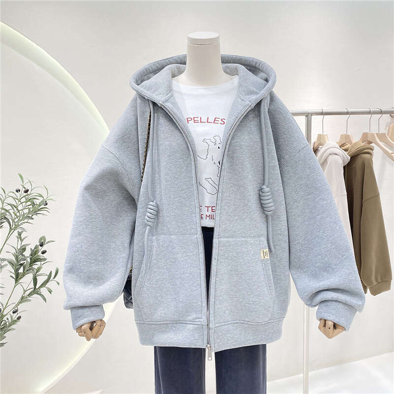Hallowmas 2024 New Hooded Hoodie Womens Autumn/winter Korean Edition Lazy Style Loose Plush Cardigan Zipper Casual Coat Top Women Jacket Autumn Dress 