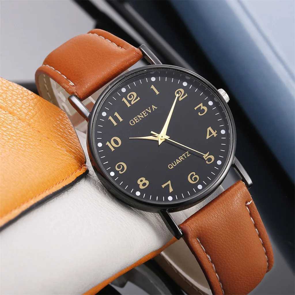 Simple Watches For Women Casual Quartz Watch Fashion Leather Wristwatch Round Digital Dial Watches Montre FemmesX240920