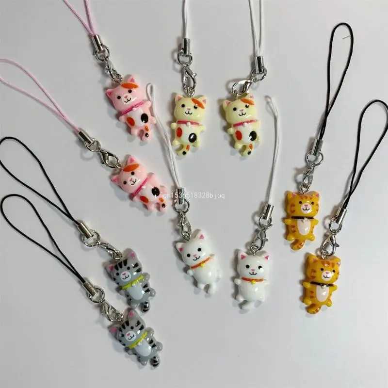 Cell Phone Strap Keychain Cat Pendant Phone Lanyard Anti Lost Keyring Jewelry DropshipX240919