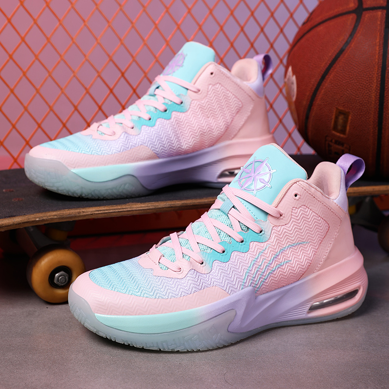 Fashion Pink Air Cushion Basketball Shoes For Women High Quality Outdoor Men's Basketball Sneakers Professional Basket Shoes Men