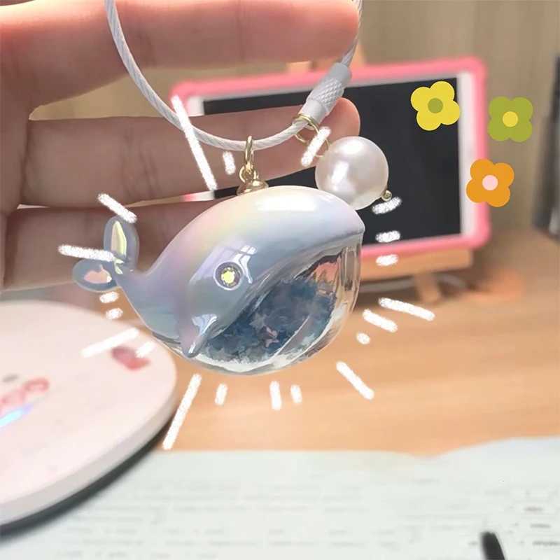 Funny Dolphin Keychain With Liquid For Car Keys Kawaii Whale House Pendant Keyring Girls Handbag Key Chains Jewelry GiftsX240919