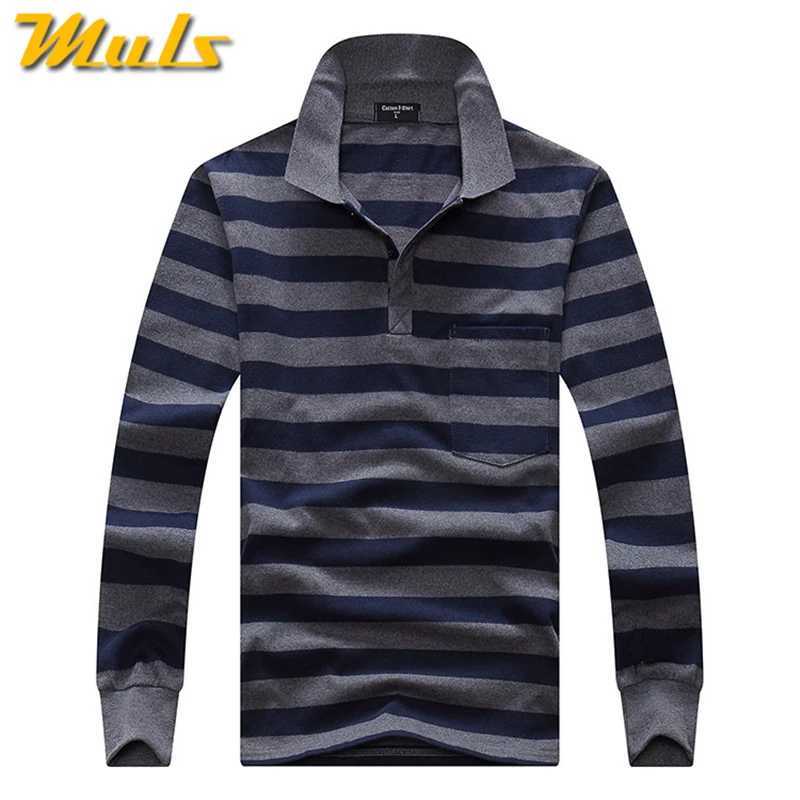 Cotton Polos Men Long Sleeve Mens Polo Shirt Spring Autumn Striped Male Polo Dress Classic Business 2018 Father Gift Drop ShipX240920