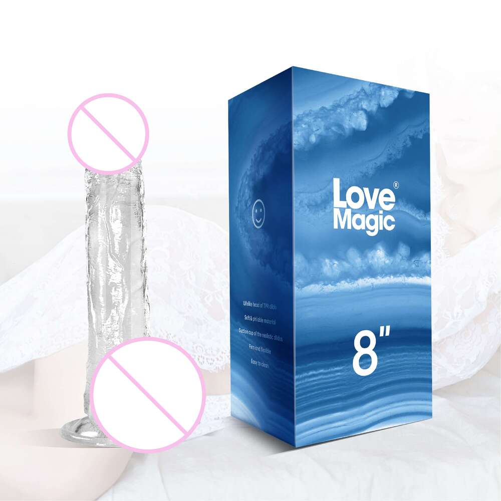 7 inch soft TPE TPR realistic clear jelly crystal dildo for women translucent cock penis adult sex toys