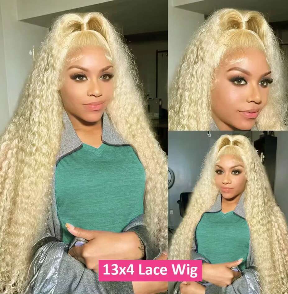 13x4 Deep Wave 613 Honey Blonde 180 Density Frontal Wigs 30 Inches Transparent 13x6 Curly Colored Lace Front Human Hair Wig
