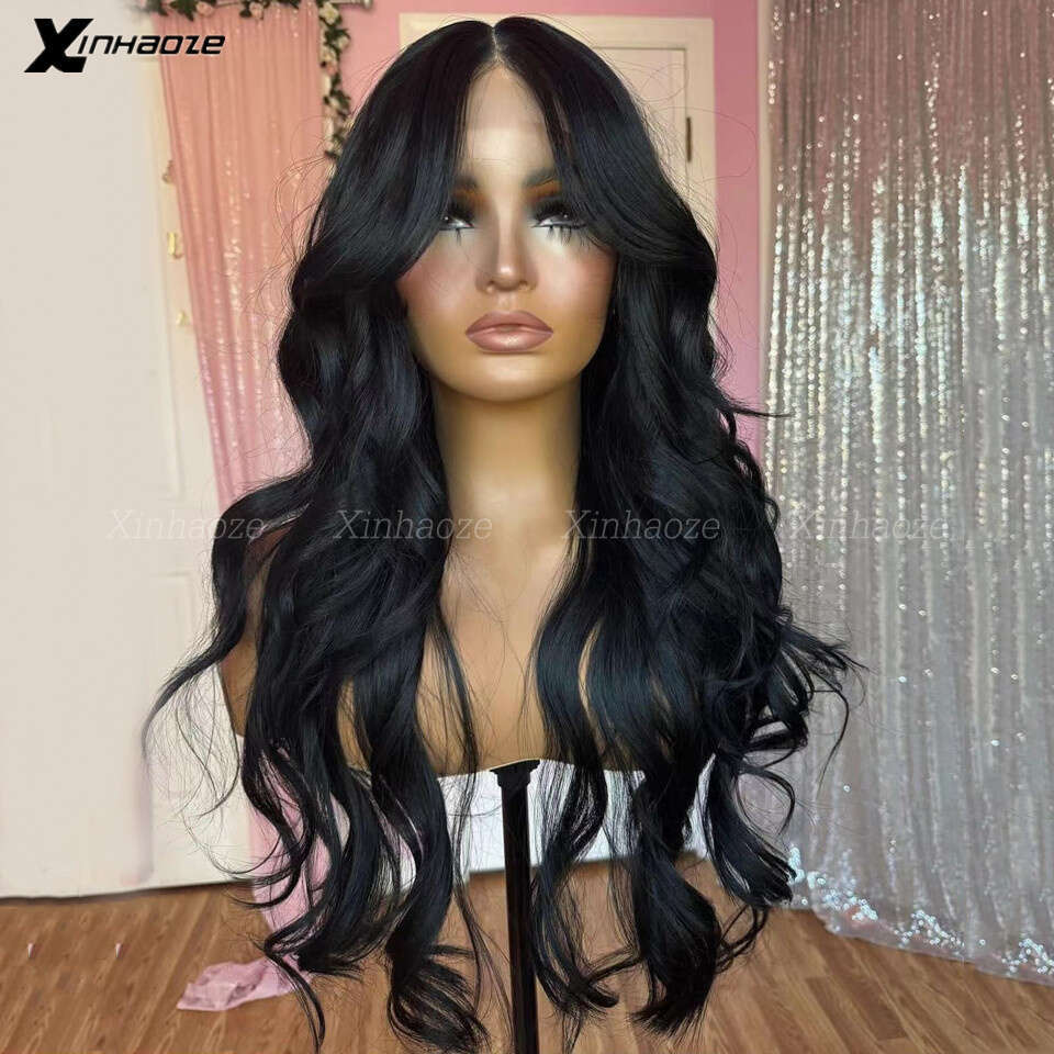 #1 Jet Black Body Wave Silk Top Human Wigs Brazilian Remy Wavy Pre Plucked 360/13x6 Full Lace Wig With Baby Hair