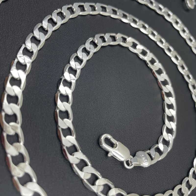 Mens Silver Color Necklace 2/4/6/8/10/12MM 40-75cm Face Chain Necklace Lobster Clasp Men Women Engagement Jewelry GiftsX240919