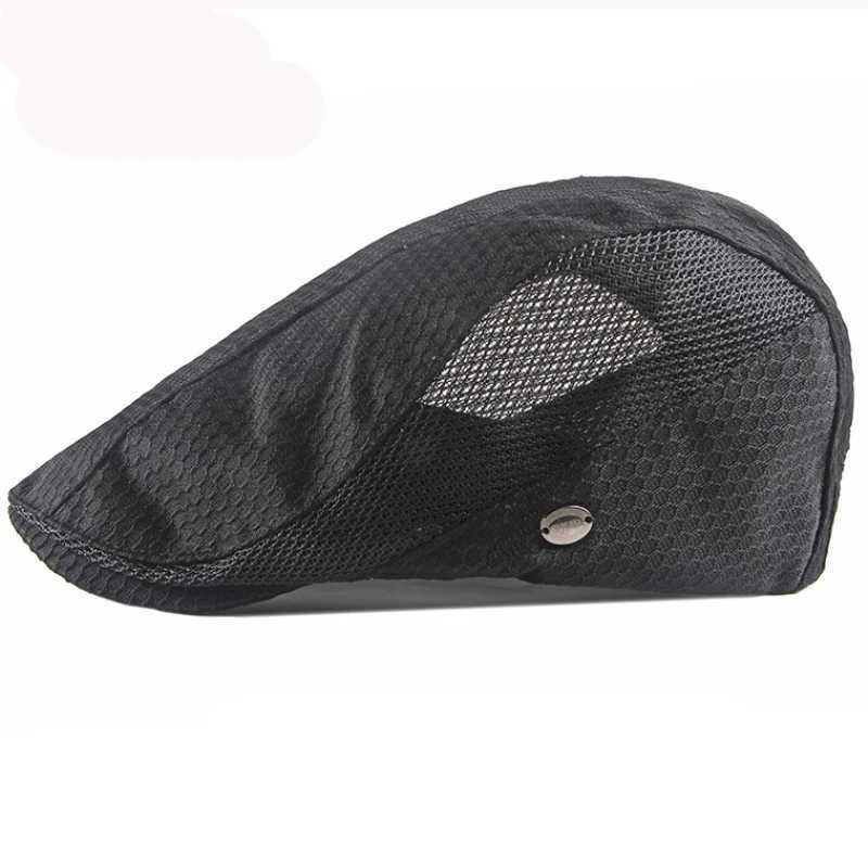HT3209 New Beret Cap Summer Hat Men Women Berets Flat Cap Male Female Breathable Mesh Cap for Men Retro Artist Painter Beret HatX240919