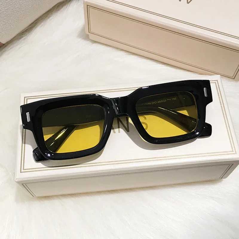 Brand Designer Square Sunglasses Women Men Ocean Color Shades Sun Glasses Female Fashion Rectangle Rivet Oculos De SolX240920