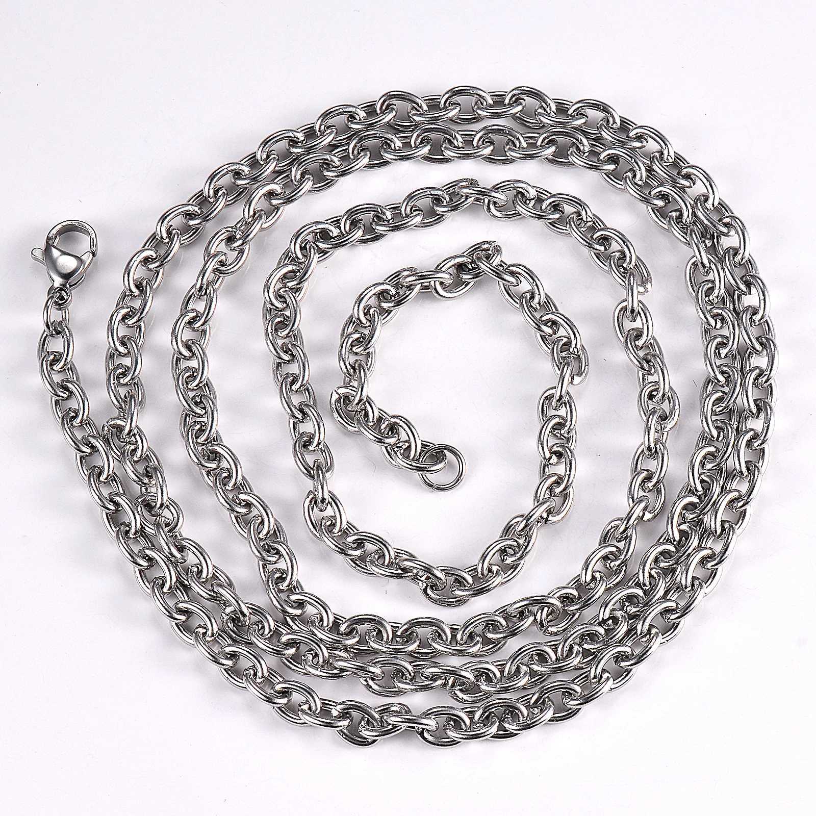 1Pc Width 1.5mm-6mm Stainless Steel Cross O Chain Necklace For Women Men DIY Jewelry Thin Bracelet NecklaceX240919