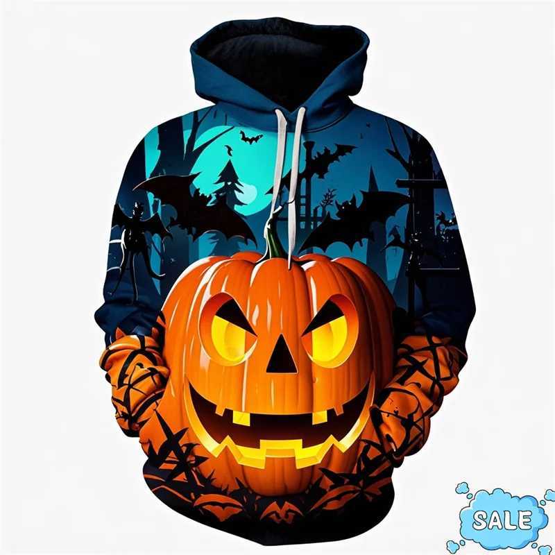 Harajuku 3D Halloween Day Printing Hoodies Men All Saints Day Pumpkins Graphic Hooded Hoody Fashion Funny Pullovers Hoodie Tops Y240920