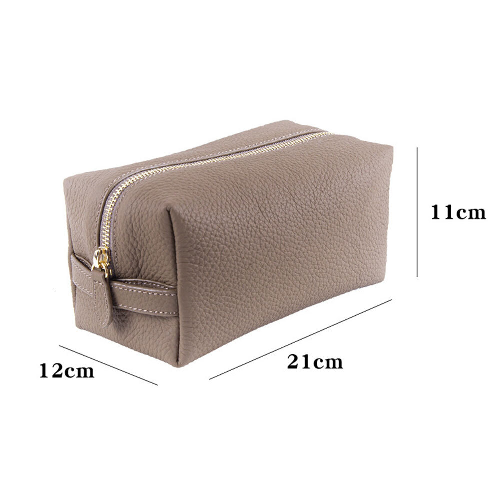 Zency Genuine Leather Makeup Fashion Simple Cosmetic Bag Women Toiletry Organizer Case Lady Travel Portable Storage Pouch