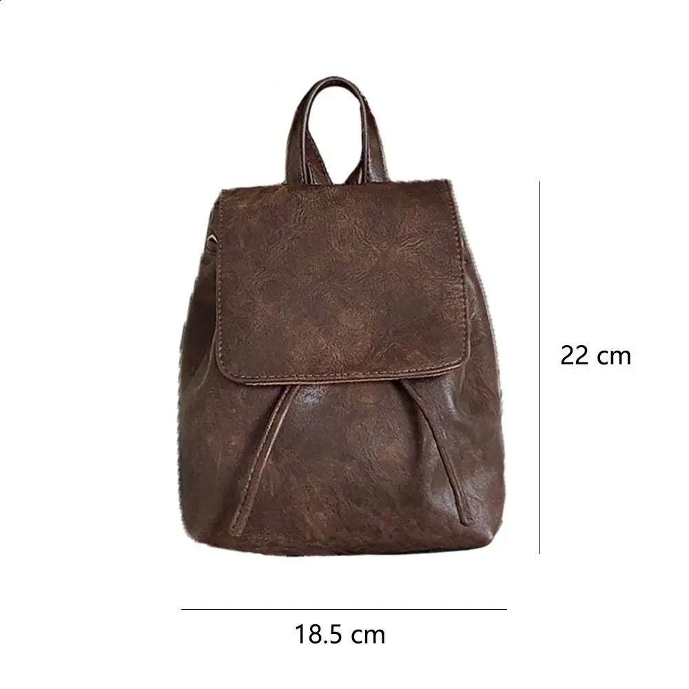 Womens Fashion Leather Backpack Unisex Retro Brown School Bag Girls Multi functional Handbag Shoulder Bag Leisure Travel Backpack 240918