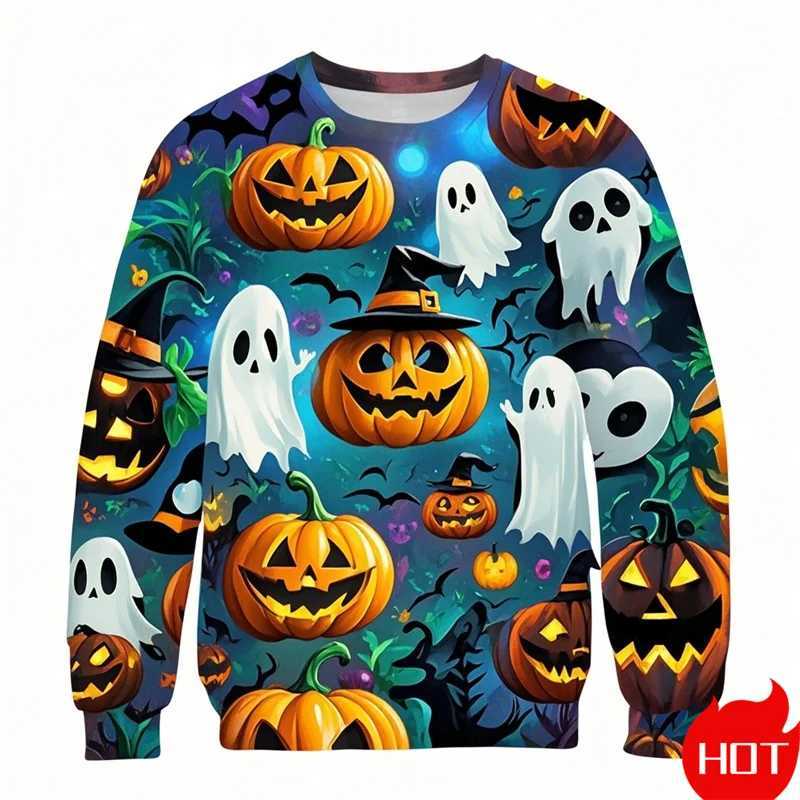 Hararjuku 3D Printing Horror Happy Halloween Sweatshirts Pumpkins Graphic Round Neck Hoodie Kid Funny Streetwear Clothing Tops Y240920