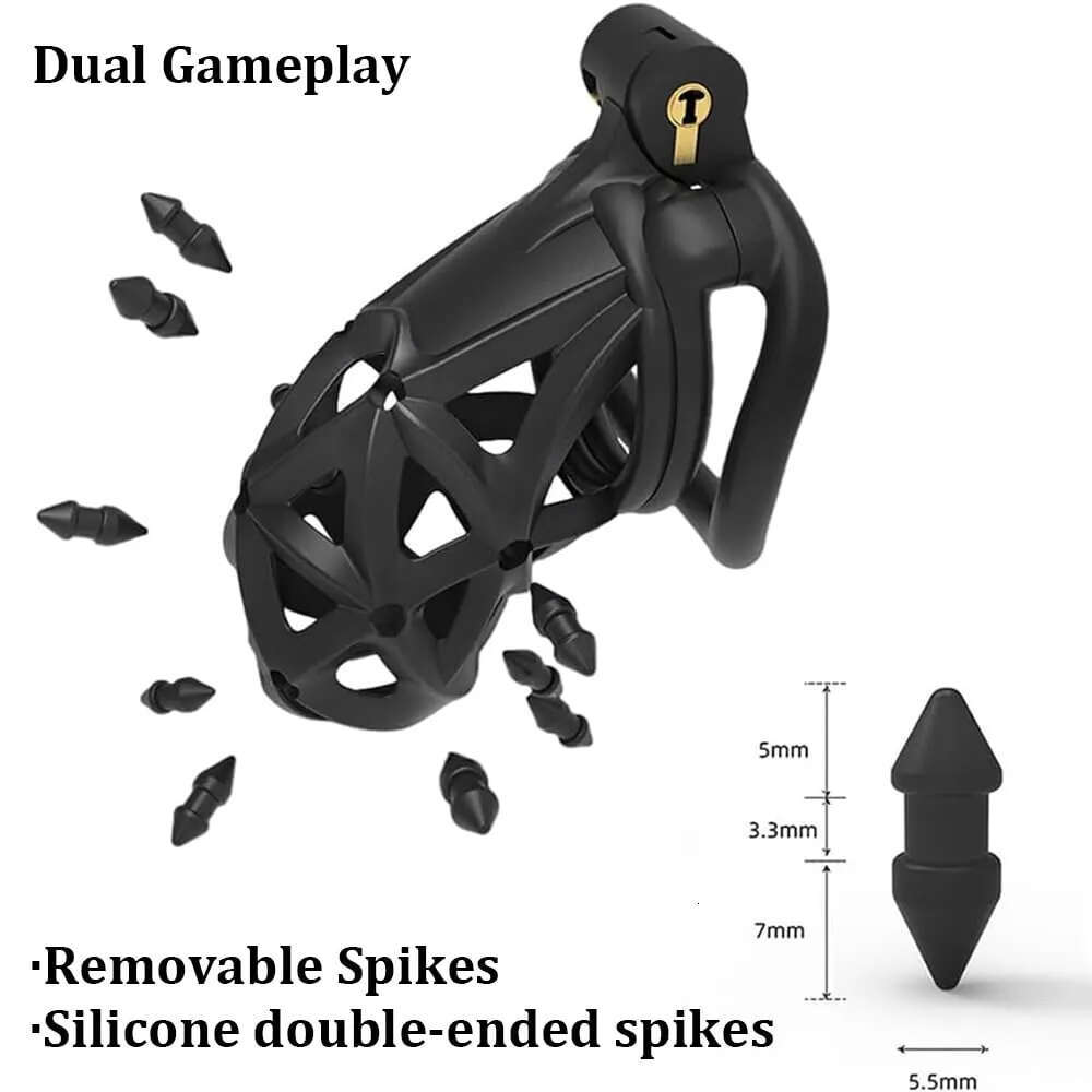 Homemade Spines Chastity Belt Locked Urethral Sissy Chastity Cage Flat Cuckold Micro Cock Silicone Male Chastity Cage for Men