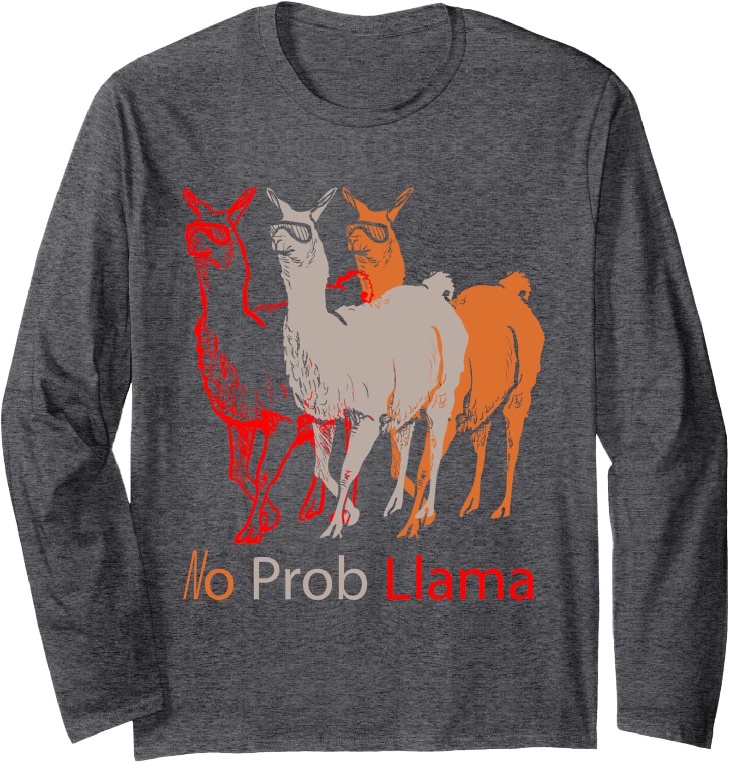 Long Sleeve Shirts for Men sweatshirt No Prob Llama Illustration - Funny Slogan Gift Long Sleeve Tee Streetwear Casual tops clothes