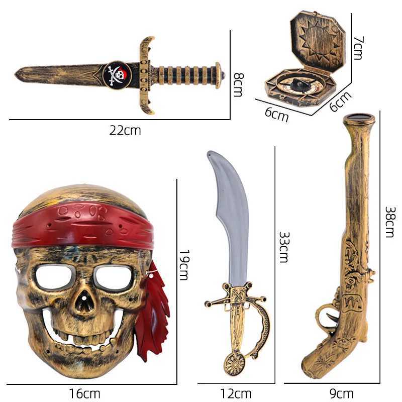 Halloween 5Pc Pirate Costume Mask Accessories for Kids Pirate Cosplay Set Pirate Paraphernalia Kids Party Gifts Y240919