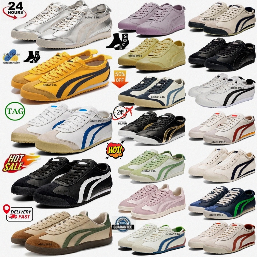 Tiger Mexico 66 Running Shoes Sneakers Kill Bill Silver White Birch Peacoat Black White White Blue Red Beige Grass Green Womens Mens Triple Yellow