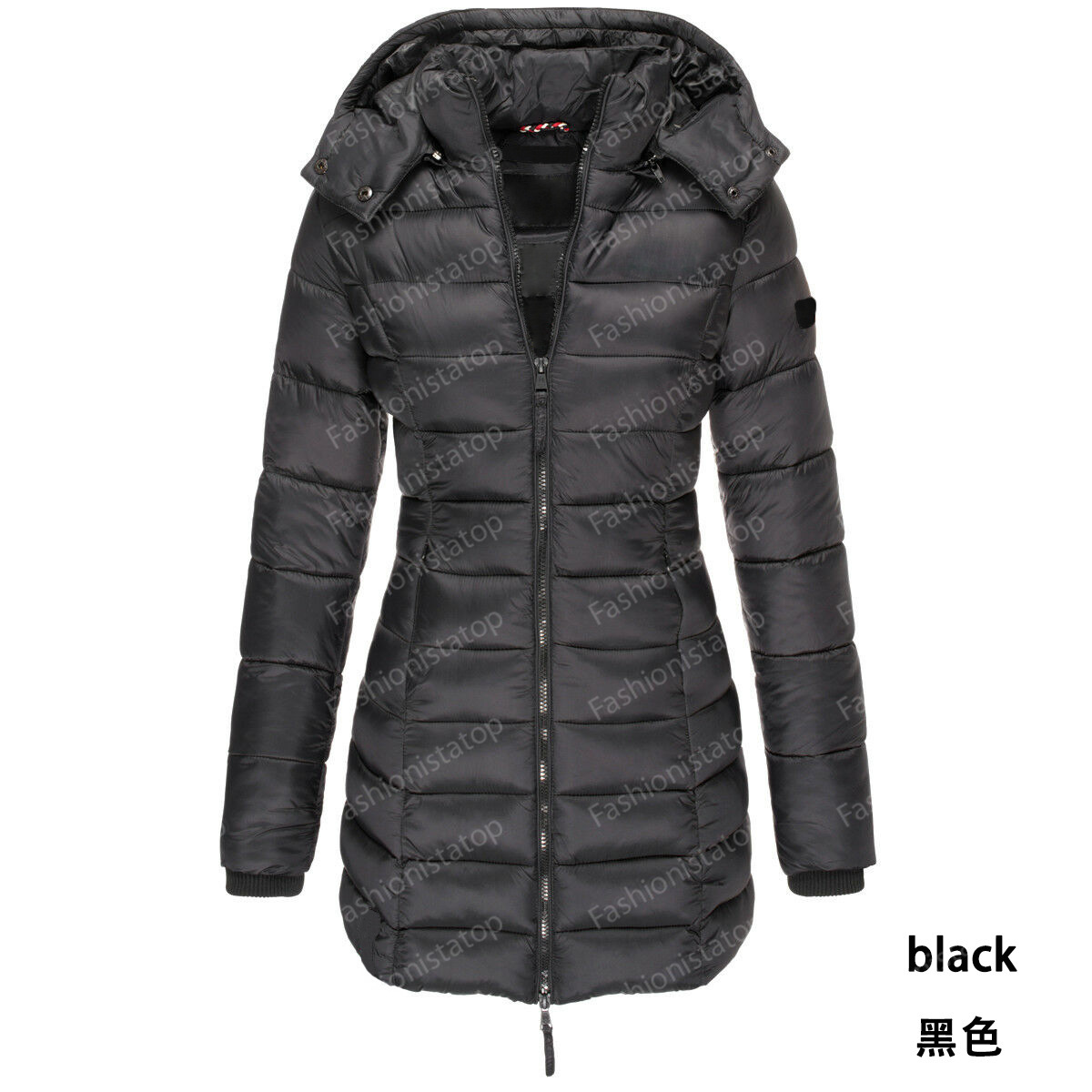Women Down Jacket Winter Thicken Warm Women Parkas Zippers Solid Overcoat Casual Long Sleeve Padded Puffer Jacket Female Mid-Length Slim Coat Top
