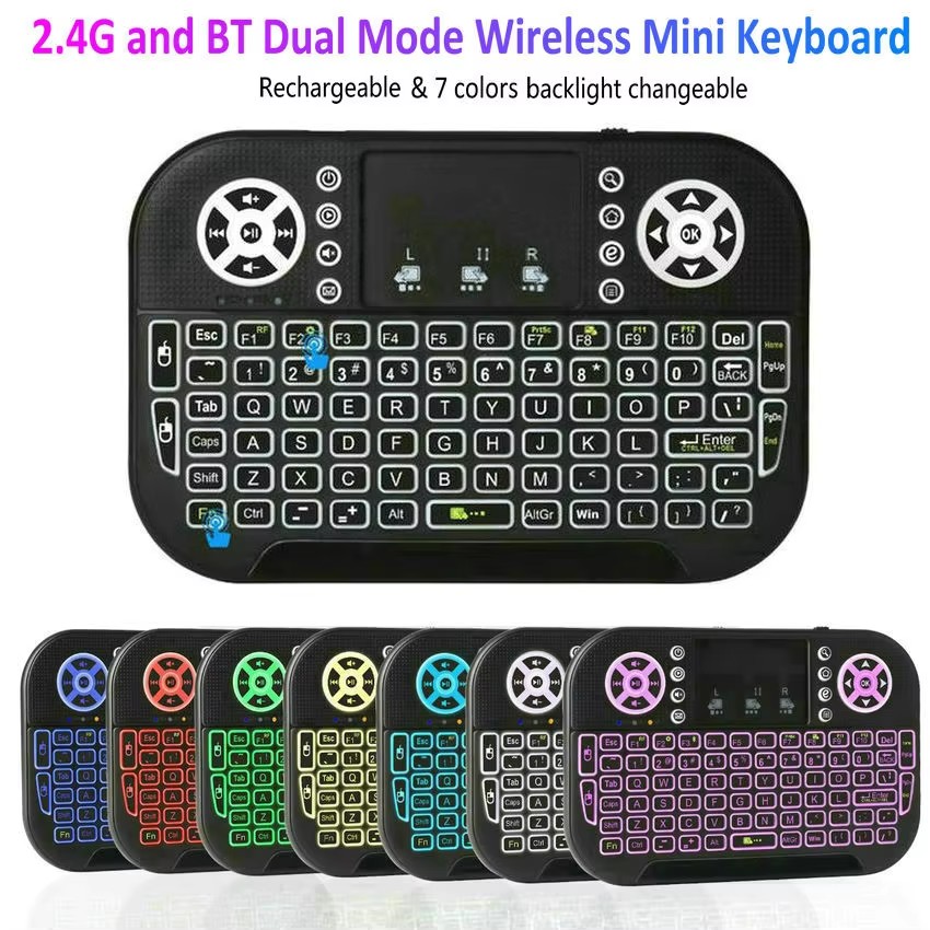 Mini Bluetooth Keyboard 2.4G Dual Mode Handheld Fingerboard Backlit Mouse Touchpad Remote Control for Windows Android TV