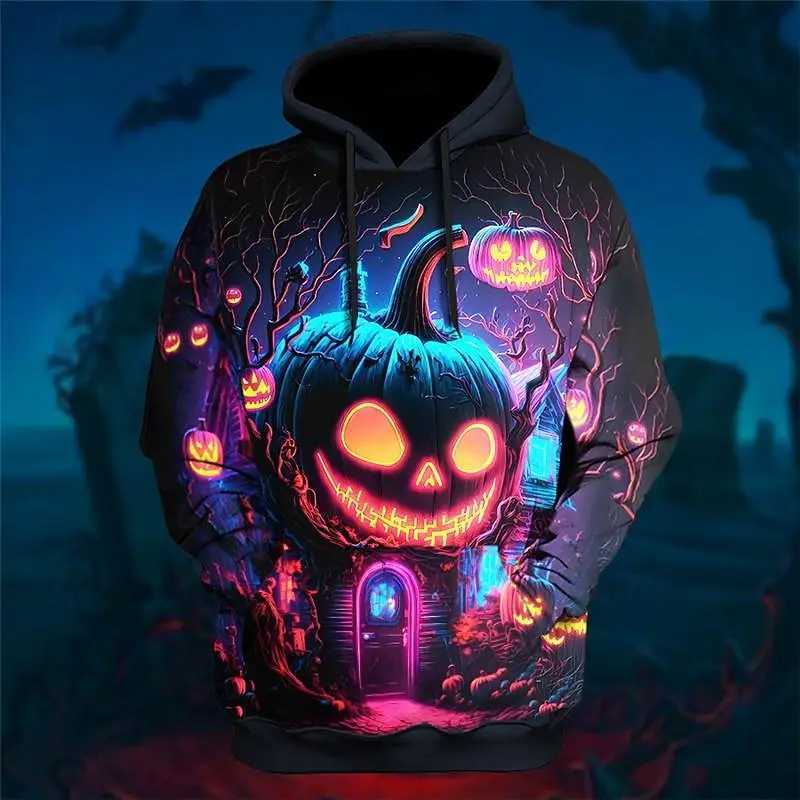 Autumn and Winter Halloween Hoodie mens Pumpkin Graphic 3D Prints Daily Classic Casual Pullover Holiday Going Out men Hoodies Y240920