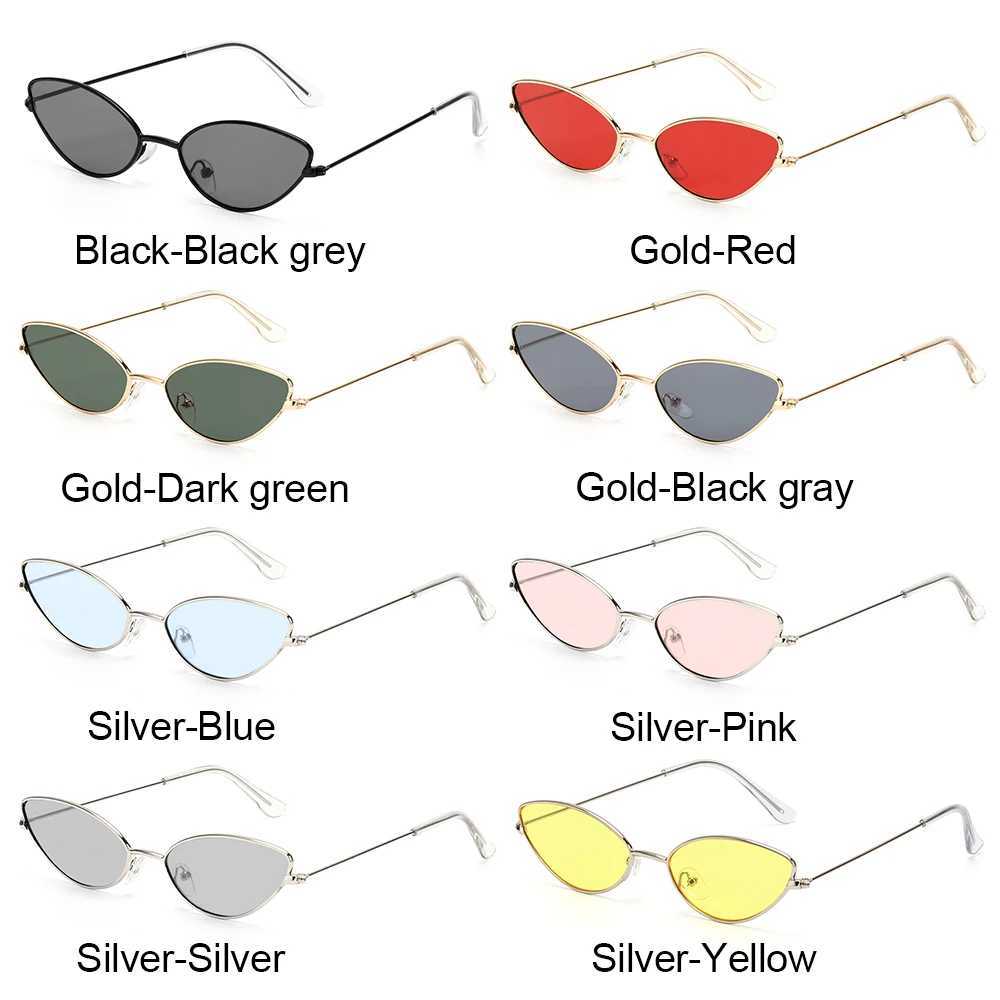 2021 Cute Sexy Cat Eye Sunglasses Luxury Metal Frame New Small Gold Red Vintage Fashion Cateye Sun Glasses Lady UV400 EyewearX240920