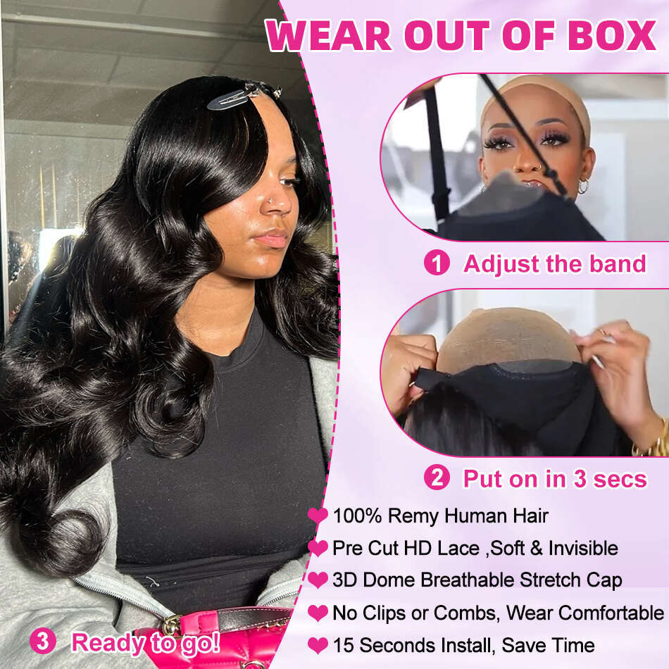 Melodie 250% 5X5 Glueless Body Wave Middle Inch Front Wig Transparent Lace Frontal Closure Human Hair Wigs