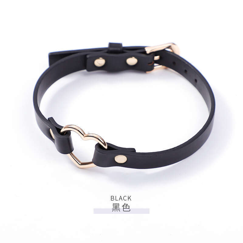 SM Props Maid Training Sex Traction Neck Set Black and Red Love Hanging Ring Sex Collar Alternative Adult Products