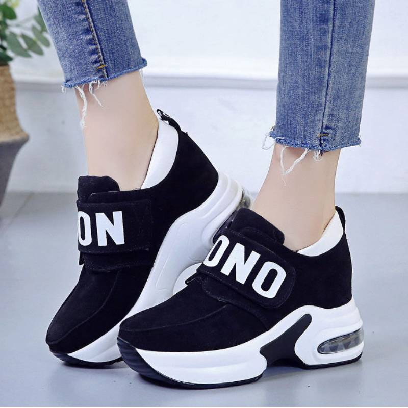 2025 new Wedge Platform Chunky Ladies Running Trainers Female Shoes Black Red Sneakers Women Tenis Feminino 3d15