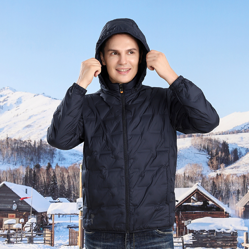 Men Down Winter Warm Hooded Thick Jacket Mens Water And Wind-Resistant Solid Coat Casual High Quality Thermal Parka Male