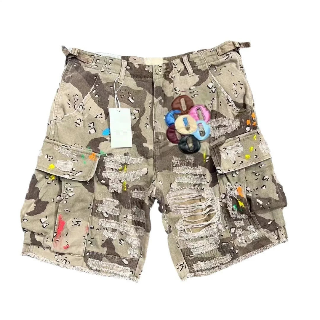 High Quality Camouflage Beggars Holes Tie Dye Shorts Men Causal Hip hop Cargo Camo Short Pants Man 240919