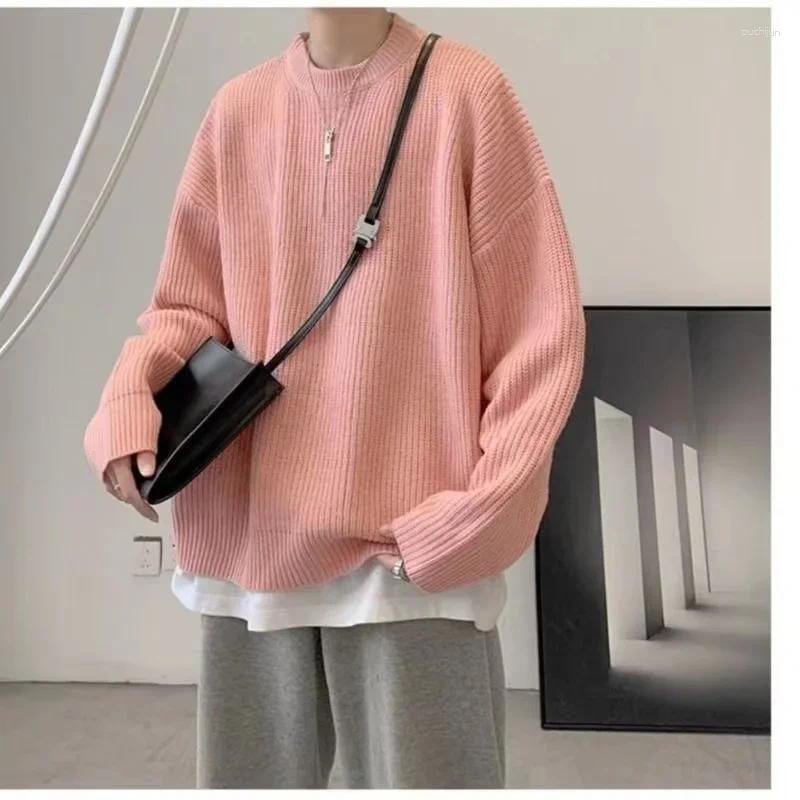 Men's Sweaters Korean Fashion Men Autumn Solid Color Wool Slim Fit Street Wear Mens Clothes Knitted Sweater Pullovers