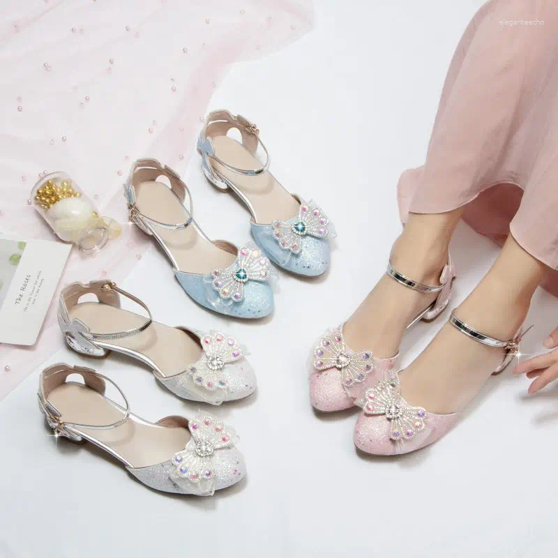 2025 S Fashion Designer Sandals ORCHALISA Princess Girls Round Toe Bowknot Rhie Butterfly Buckle Strap Small Size Sweet Women Shoes