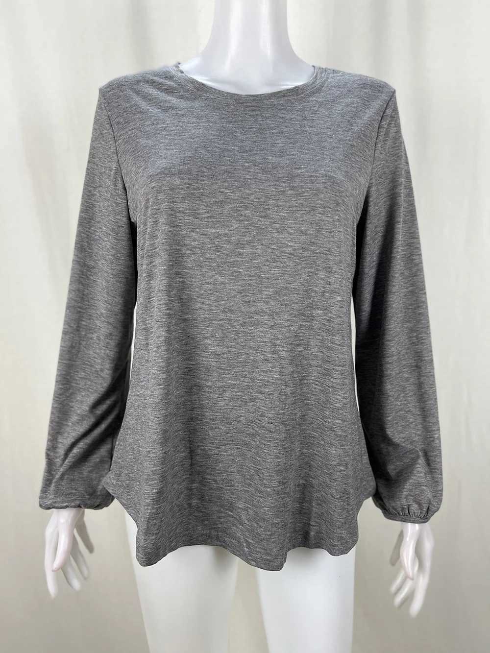 Women Fashion Spring Autumn Casual Long Sleeve T-shirt Solid Color Loose Blouse Ladies Fashion O-neck Shirt Tops S-5XL M240920