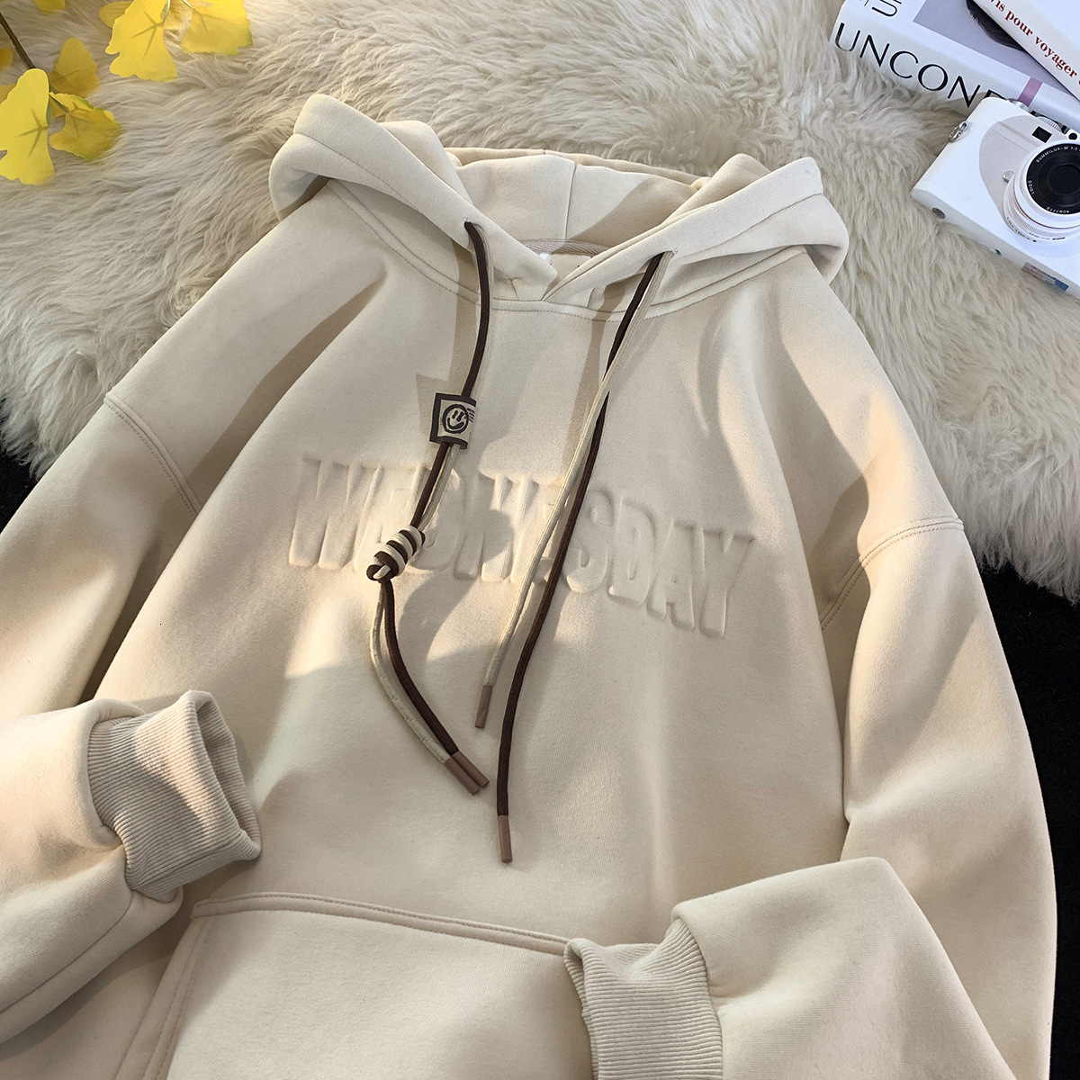 Sweater men's plush thickened 500g steel printed jacket autumn and winter vibe high street hoodie